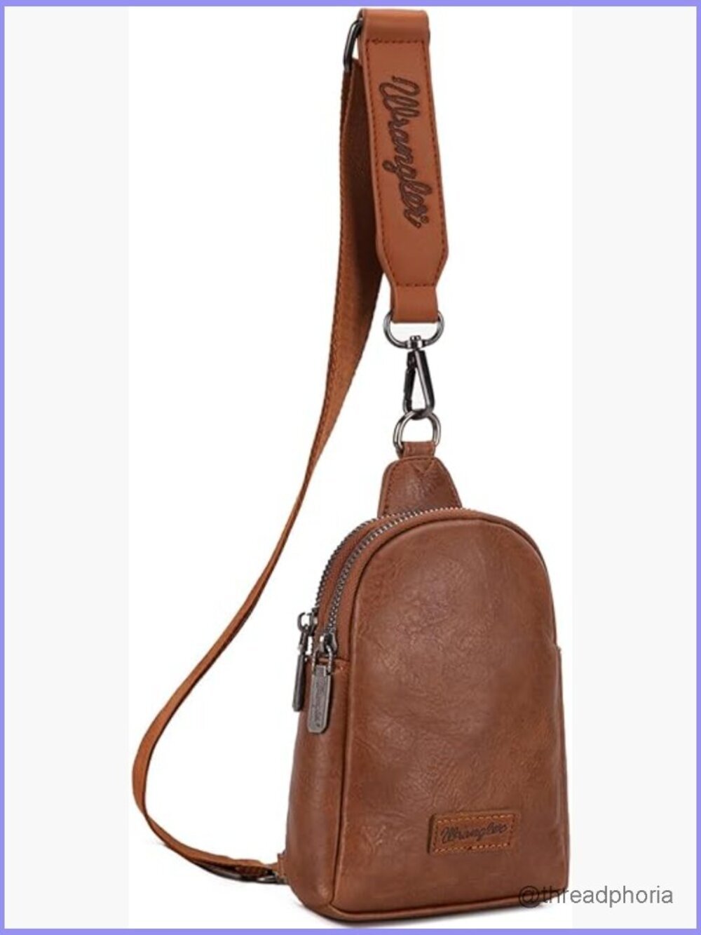 Vegan Leather Sling Bag Crossbody with Adjustable Strap